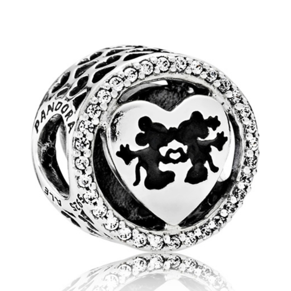 Pandora Retired Mickey & Minnie Mouse Love Disney Charm w/ CZs 791957cz - Picture 1 of 5